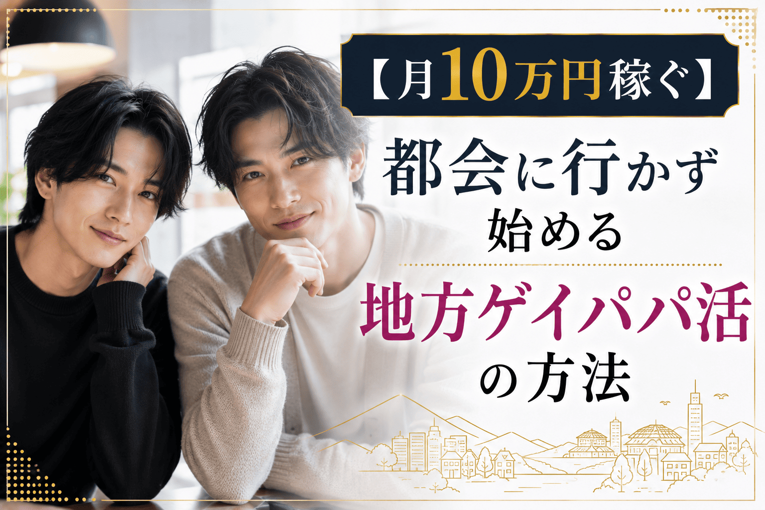 【月10万円稼ぐ】都会に行かず始める地方ゲイパパ活の方法